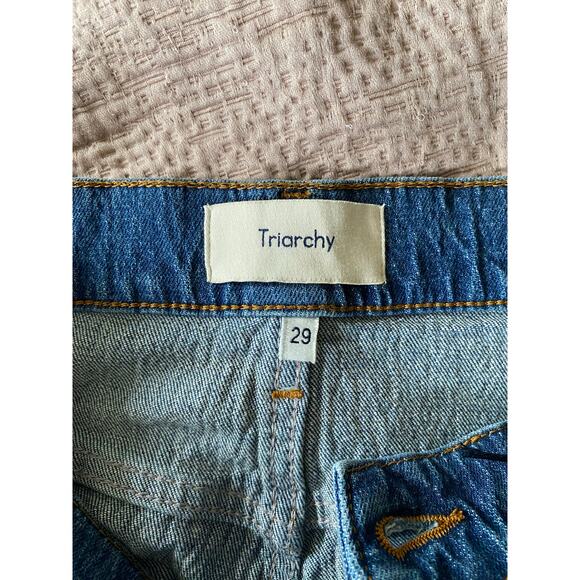 TRIARCHY High Rise Mrs Triarchy Straight Leg Jeans in Medium Indigo Size 29 NEW - Picture 6 of 10